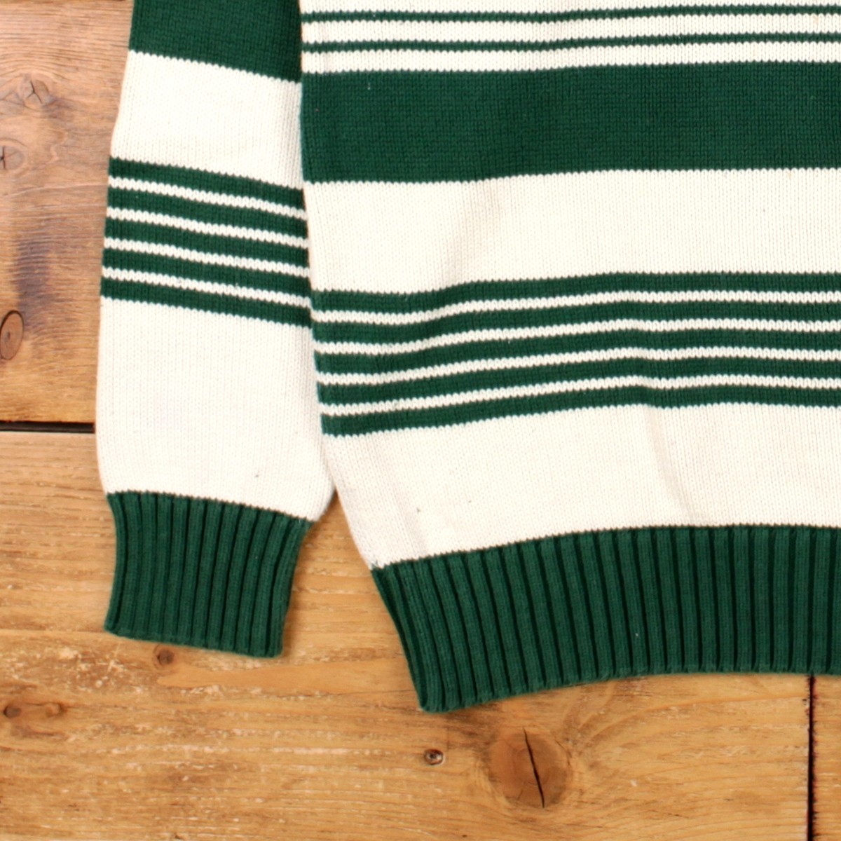 Vintage Varsity by Saville Row Jumper Sweater L 90s Striped Roundneck Green image 7
