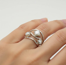 925 Solid Sterling Silver Freshwater Pearl Ring