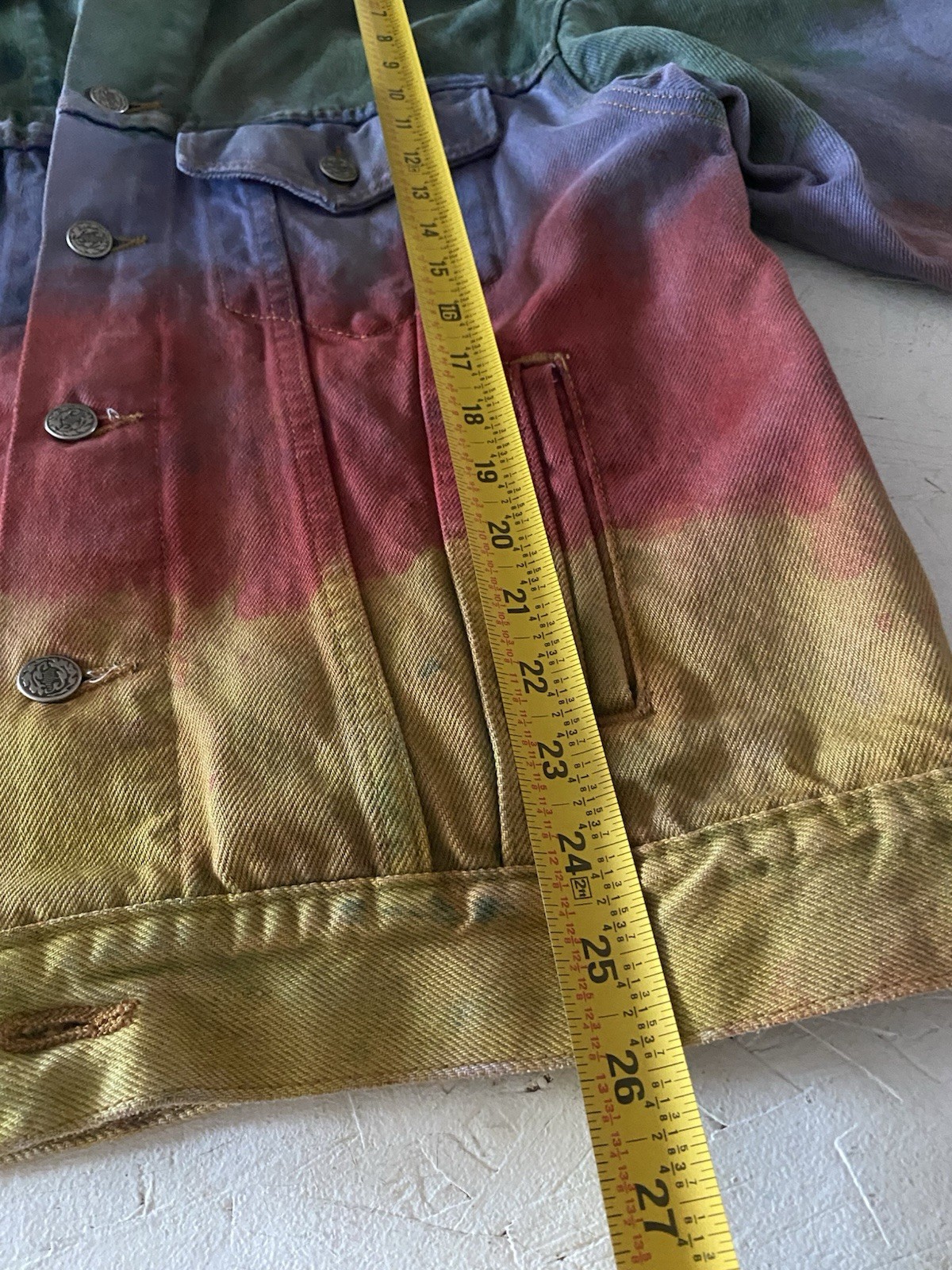 american eagle denim jacket custom rainbow design… - image 9