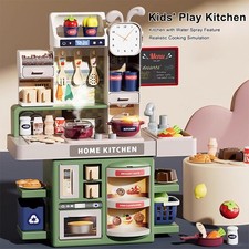 Kids Kitchen Play Set-Interactive Mist w/Water Circulation for Ages 3 Green