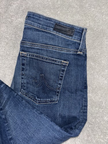 Pantalones de mezclilla AG Adriano Goldschmied para mujer 29R azul Stevie rectos lavado medio a oscuro - Imagen 2 de 9