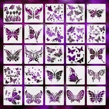 25 Pcs 6 Inch Large Butterfly Stencils for Painting - Reusable Butterfly Temp...
