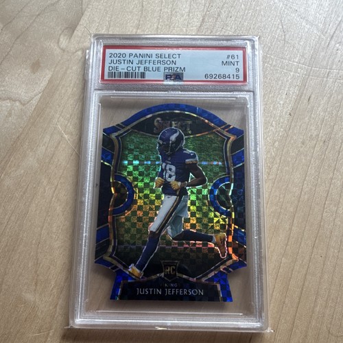 2020 PANINI SELECT #61 JUSTIN JEFFERSON DIE-CUT BLUE PRIZM PSA 9