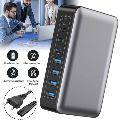 200W GaN III USB C Mehrfach Ladegerät 8-Port PPS PD 65W Netzteil für Smartphones
