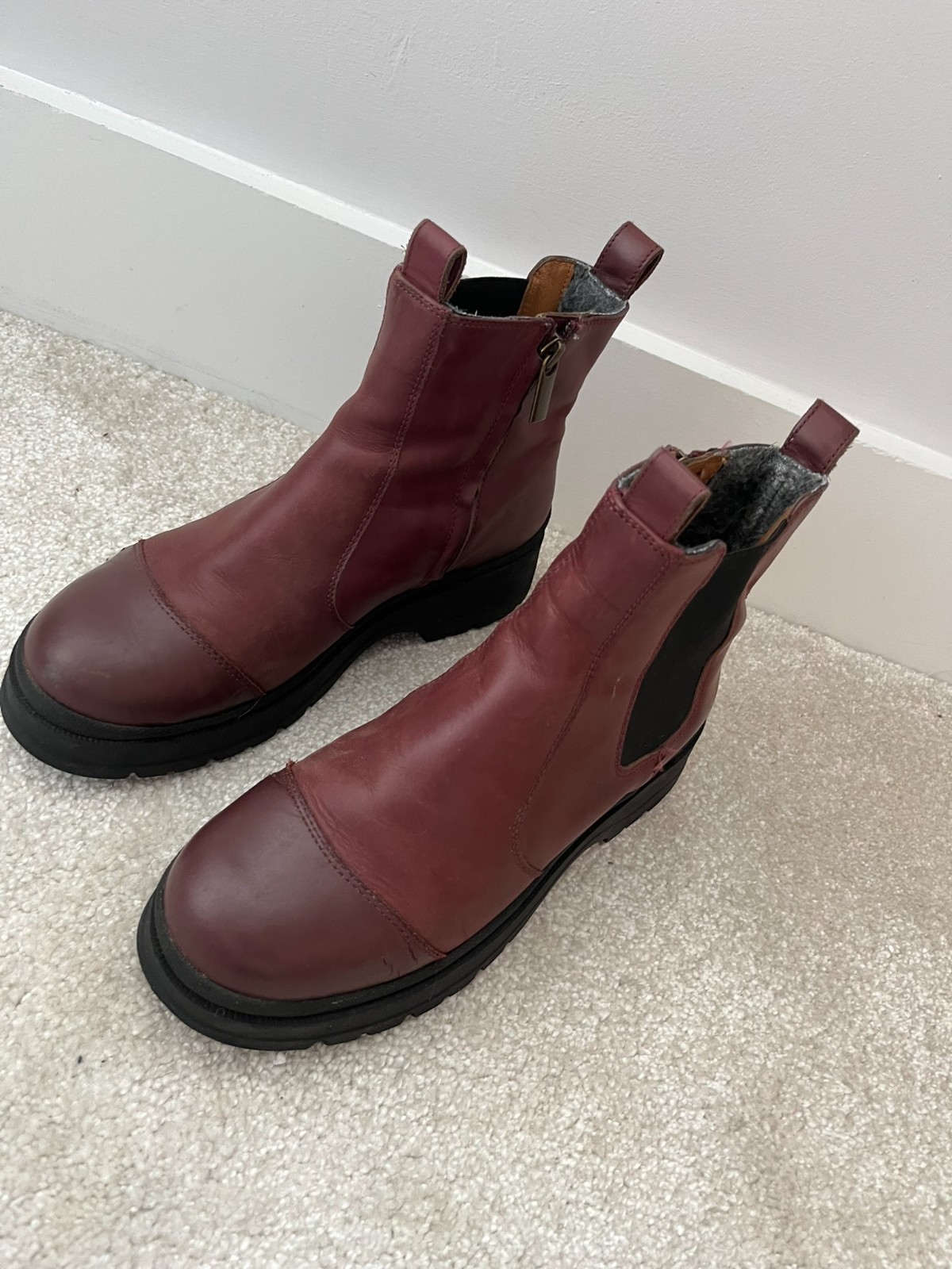 Rare Seasalt Cornwall Chunky Leather Boots Brown Size 5 VGC