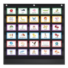 AUVCAS 7-Pocket Standard Pocket Chart for Classroom  Homeschool,Black Black