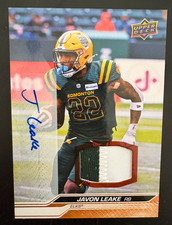 2024 Upper Deck CFL Edmonton Elks Javon Leake Autographs 2 clr Patch Card SN /99
