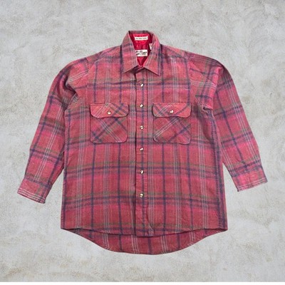Vintage Sears Flanellhemd Herren M Hemd Holzfäller Shirt Rot Kariert