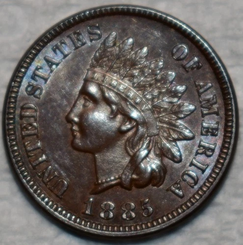 AU-UNC 1885 Indian Head Cent, Fully Lustrous & Superbly Struck.