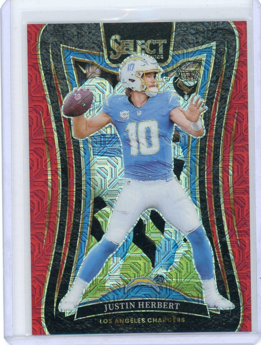 2024 PANINI SELECT #395 JUSTIN HERBERT "RED SUITE LEVEL PRIZM" #37/49 (CHARGERS)