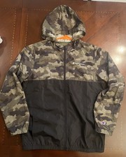 Champion Full Zip Hooded Jacket Windbreaker Youth XL Camo Vented Lightweight