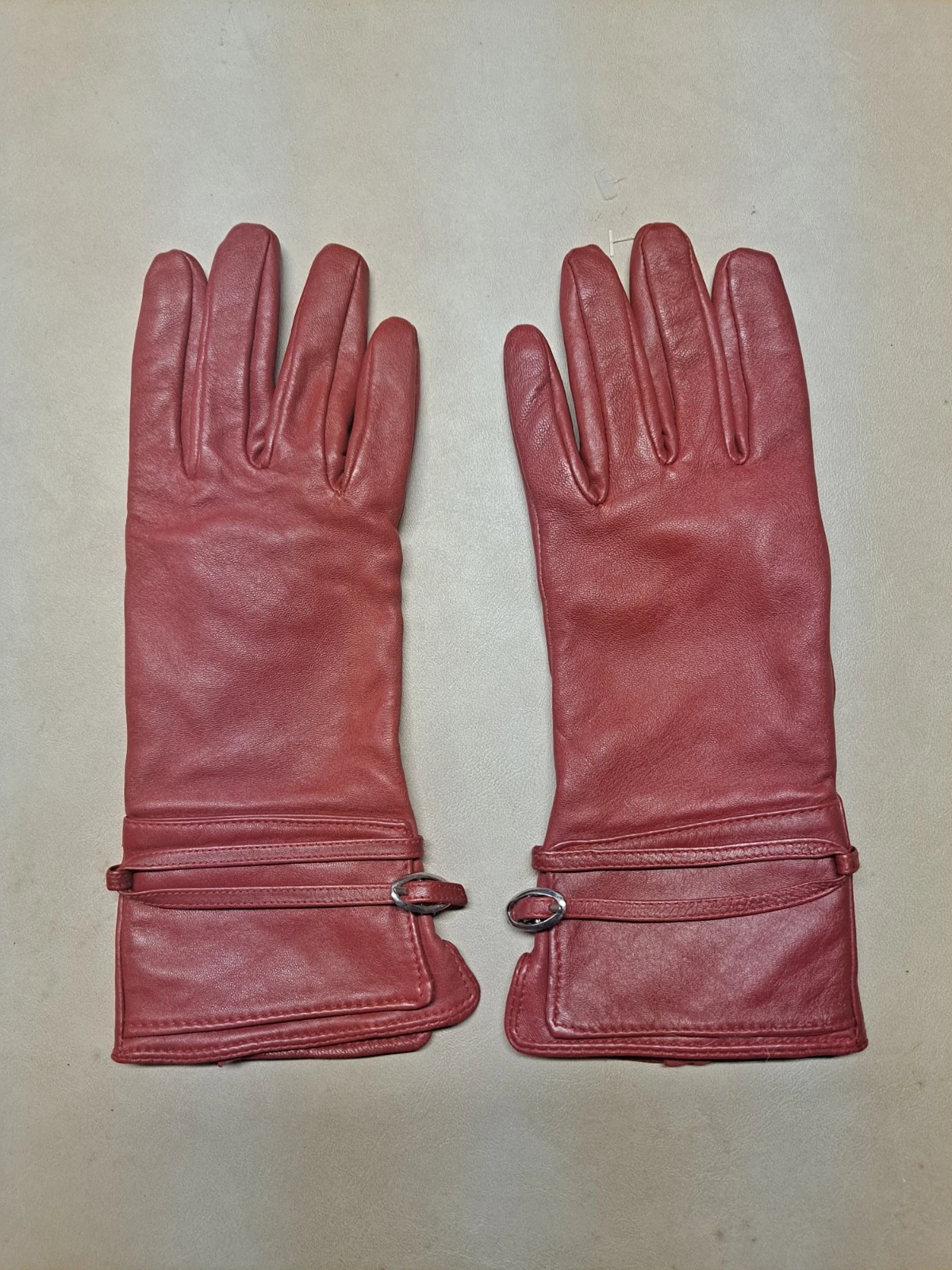 H&M long Leather Gloves Red Size Large