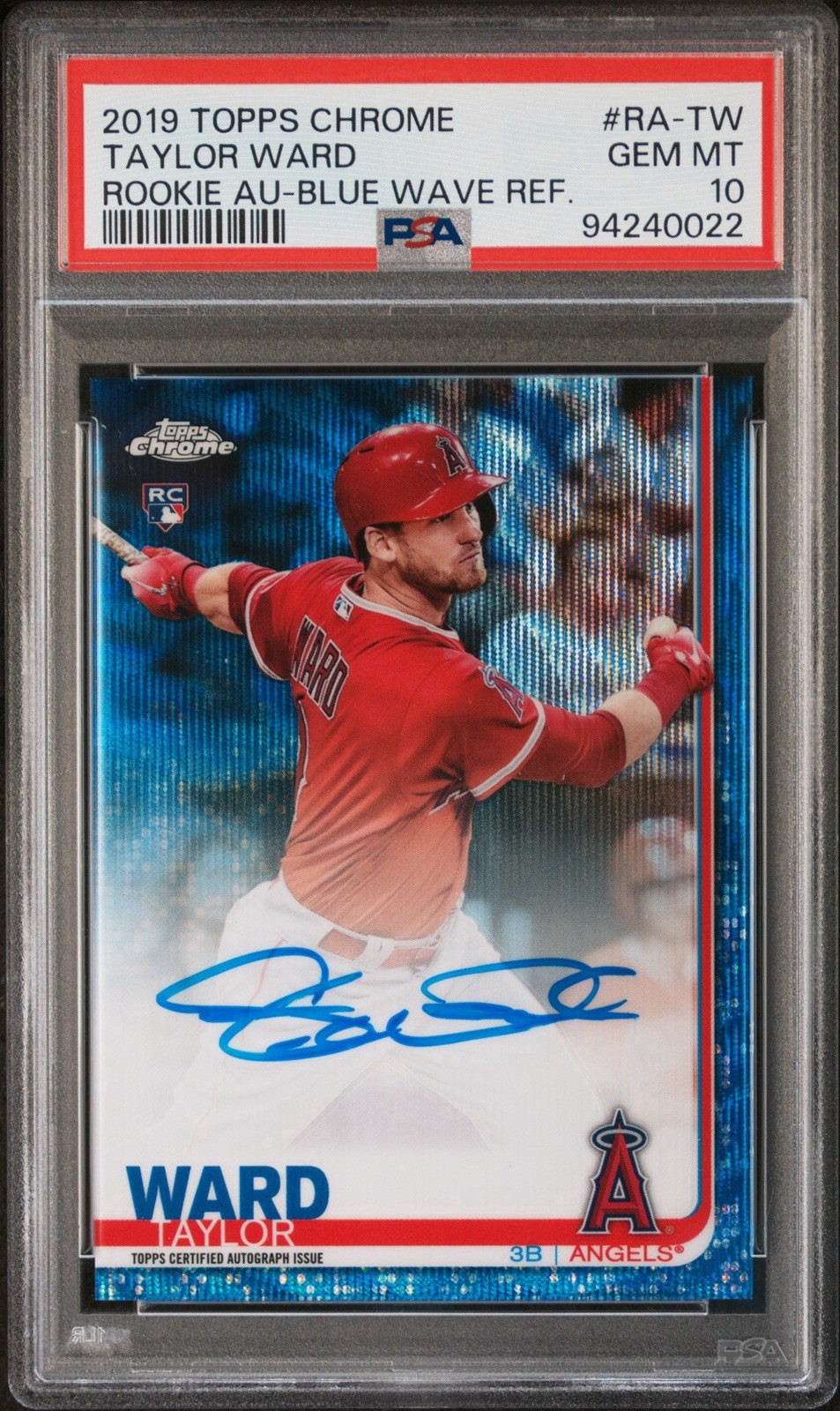 2019 Topps Chrome - Rookie Auto Taylor Ward #RA-TW Blue Wave Ref /150 PSA 10