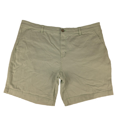 Caribbean Joe Flat Front Cotton Khaki Shorts Mens 36 Green Tree Hut Logo