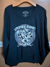 Looney Tunes Sweatshirt Large Blue That's All Folks Warner Bros Graphic