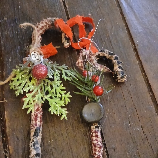 Made With Love Handmade Rustic Plaid Candy Cane Ornaments Set of 2