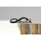 Infinity Symbol CZ & Black Spinel Unusual 925 Sterling Silver Vintage Ring sz 8