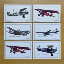 Boeing Ryan Curtiss McDonnell 6 Aviation Postcard Set Roy Anderson Series 1970s