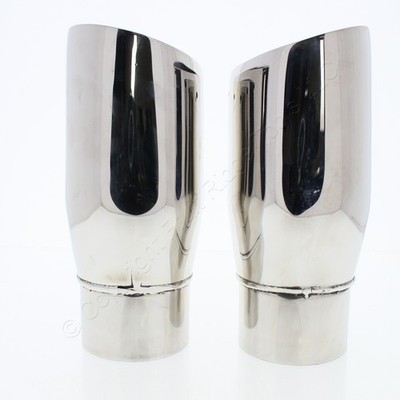 Pair 8.75'' Oval Tip Exhaust Muffler 5'' x 3.75'' OD 3.125'' ID Resonated w/o Baffle