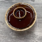 Vintage (Hull)  Pottery Oven Proof USA Brown Drip Sugar Bean Bowl with Lid 8”