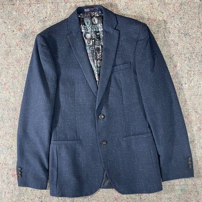Ben Sherman Tailoring Blazer Herren 38R Navy Blau Wollmischung Smart Jacket