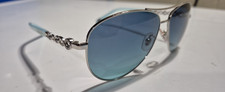 TIFFANY CO. TF3049-B 6001/9s Silver Blue Aviator Sunglasses Italy