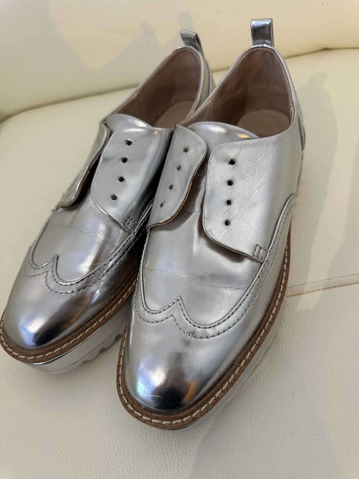 Zara Basic Collection Silver Platform Brogues Sho… - image 4