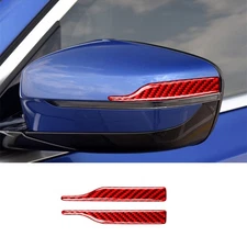 2×Red Carbon Fiber Front Side Rearview Mirror Strips Trim for Saab 9-5 1999-2005