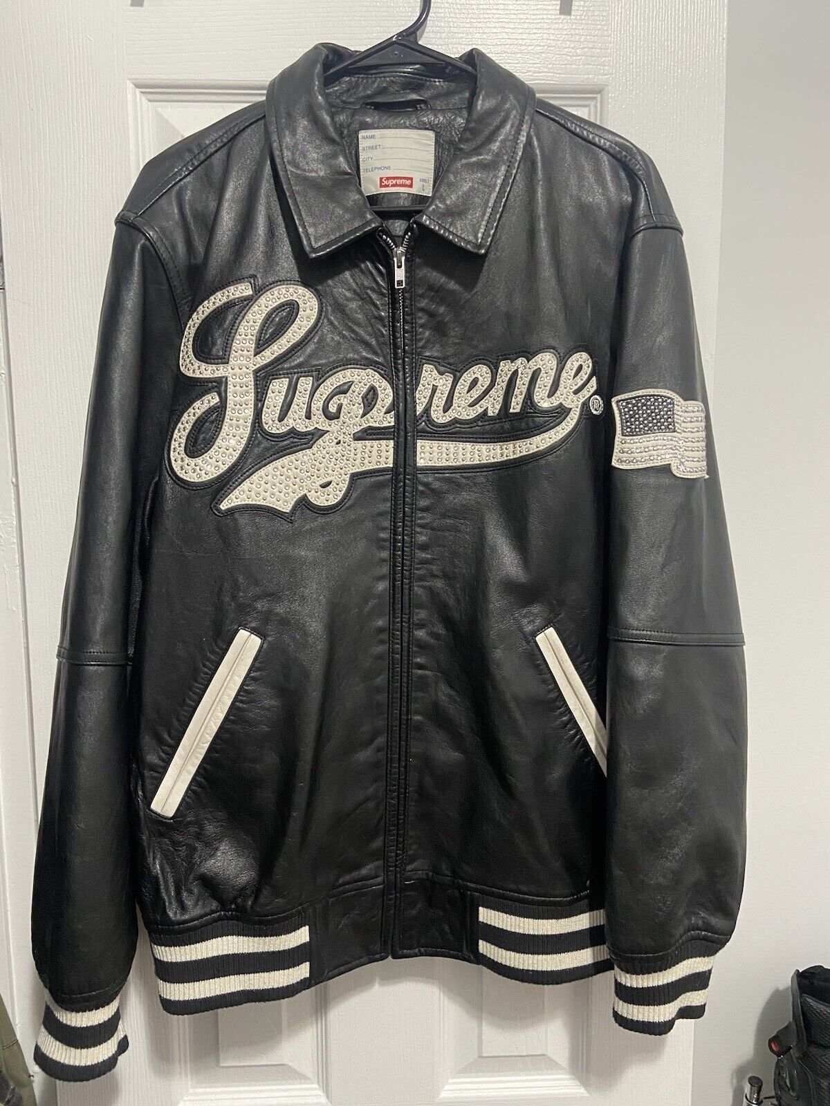 Supreme Uptown Studded Varsity Leather Jacket SS16