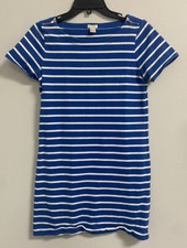 J. Crew Womens Dress XS Blue White Stripes Shift Short Sleeve Cotton Knit