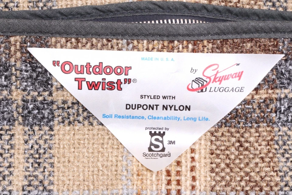 NUEVO 70 De Colección Equipaje Skyway EE. UU. Tweed Cuadros Dupont Nylon Bolsillos Nuevo de Lote Antiguo Bolsa de Ropa Foto 3 de 4
