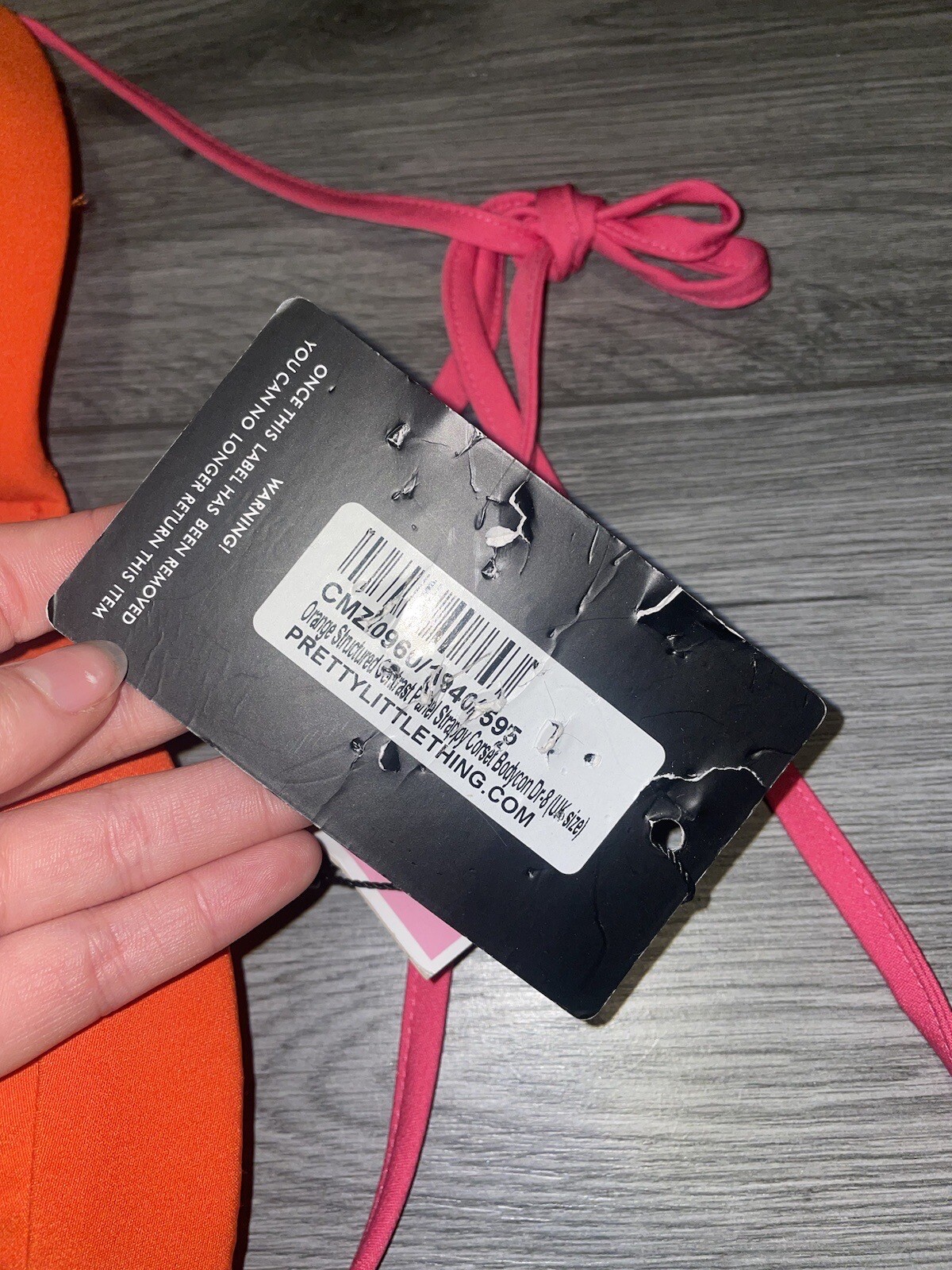 Orange Panel Strappy Corset Bandeau Bodycon Dress Size 8 S Pretty