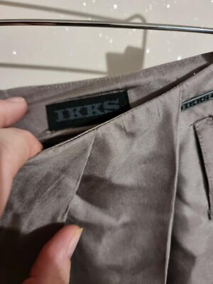 Jupe IKKS 100% Soie Gris Rosé Drapée Imprimée Visages - Taille 42 - Occasion Très Bon état - Longueur 53 Cm
