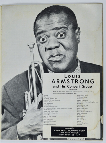 Louis Armstrong & His Concert Group Signed Program Satchmo New Orleans Auto - Picture 6 of 20