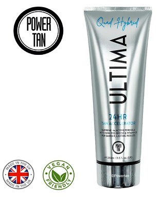 Power Tan Ultima Quad 24 Stunden Hybrid UV Sonnenbank Bräunungscreme Beschleuniger 250ml