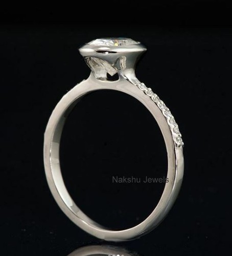 Einfassung 2,00 ct Ovalschliff Moissanit Solitär Verlobungsring massiv 14 K Weißgold - Bild 5 von 7