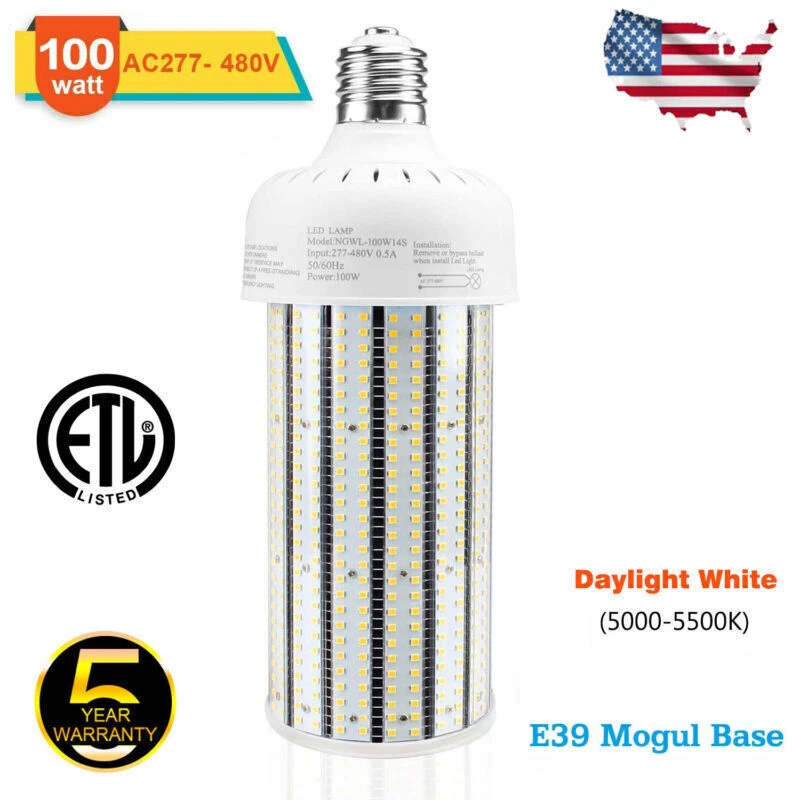 100W LED Corn Light E39 480 Volt Led Corn Cob Bulb Retrofit Lamp 5000K 13500LM - Image 3 of 4