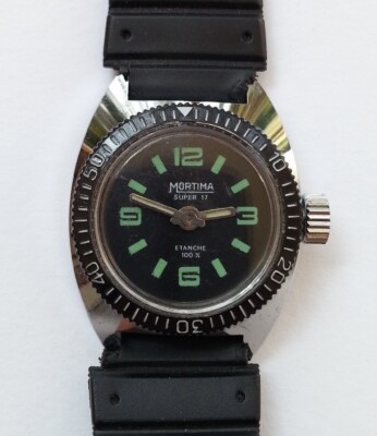 Sehr schöne VINTAGE DAMEN TAUCHERUHR signiert MORTIMA SUPER 17 läuft