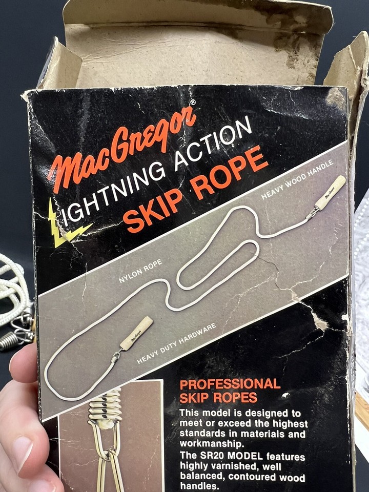 Vintage Lightning Action Skip Rope Macgregor Jump Rope With Wooden ...