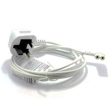 Long UK Mains Power Lead Cable For SAMSUNG 4k UHD TV Fig 8 2 Pin Angled White