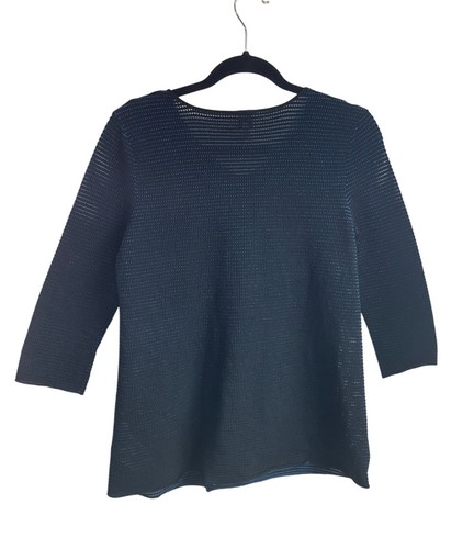 Maglia Armani Collezioni Donna Tg 8 Nero Metallizzato Blu Royal Made Italy - Foto 2 di 11