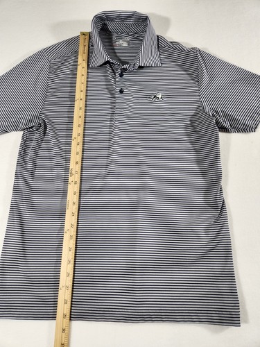 Under Armour Heat Gear Mens Polo Sz Medium Blue Pinstripe Embroidered H Loose - Picture 4 of 7