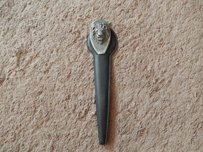 Metzke Fine Pewter Letter Opener with Lionhead in vinyl case/holder VTG 1974
