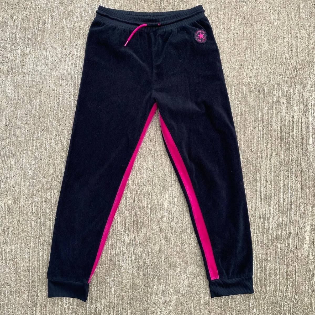 Converse Jogger Tapered Sweat Pants Black And Pink Fleece XL Youth