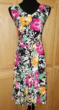 Ralph Lauren Multi-Floral V-Neck Cap Slv Stretch Jersey Fit & Flare Dress - $150