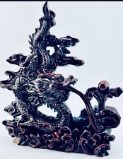 Vintage Handcrafted Resin Dragon Statue 6  long x 6.5  h