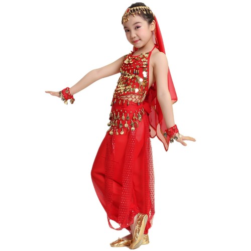 Girl Kids Belly Dance Sequin Indian Dance Costume Halloween Wear Carnival Sets - Picture 3 of 13