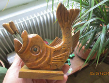 Ancien Pique Olive Escargot Moule POISSON Bois d'Olivier à Bar à Vin Apéro Tapas