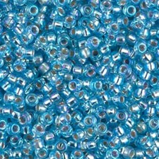 Miyuki Seed Beads Round Size 11/0 24GM Silver Lined Aqua AB 11-1018