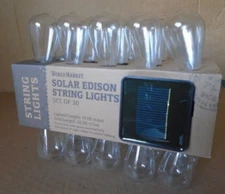 World Market Solar Edison Bulb String Lights Set of 30....NEW!!